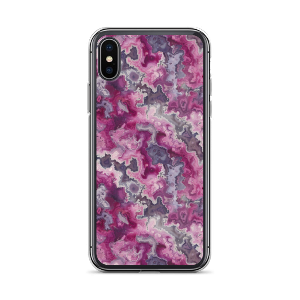 iPhone Case Pink Moss Agate Pattern
