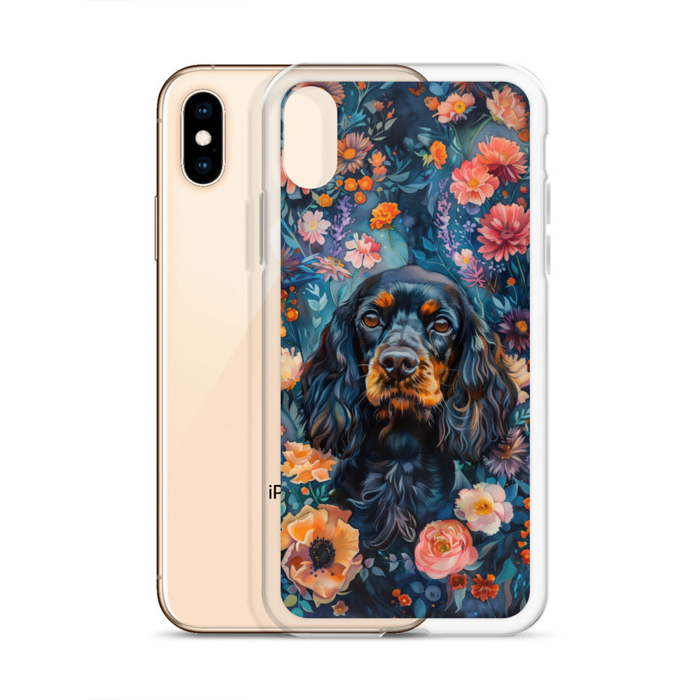 iPhone Case Watercolor Cocker Spaniel with Colorful Flowers