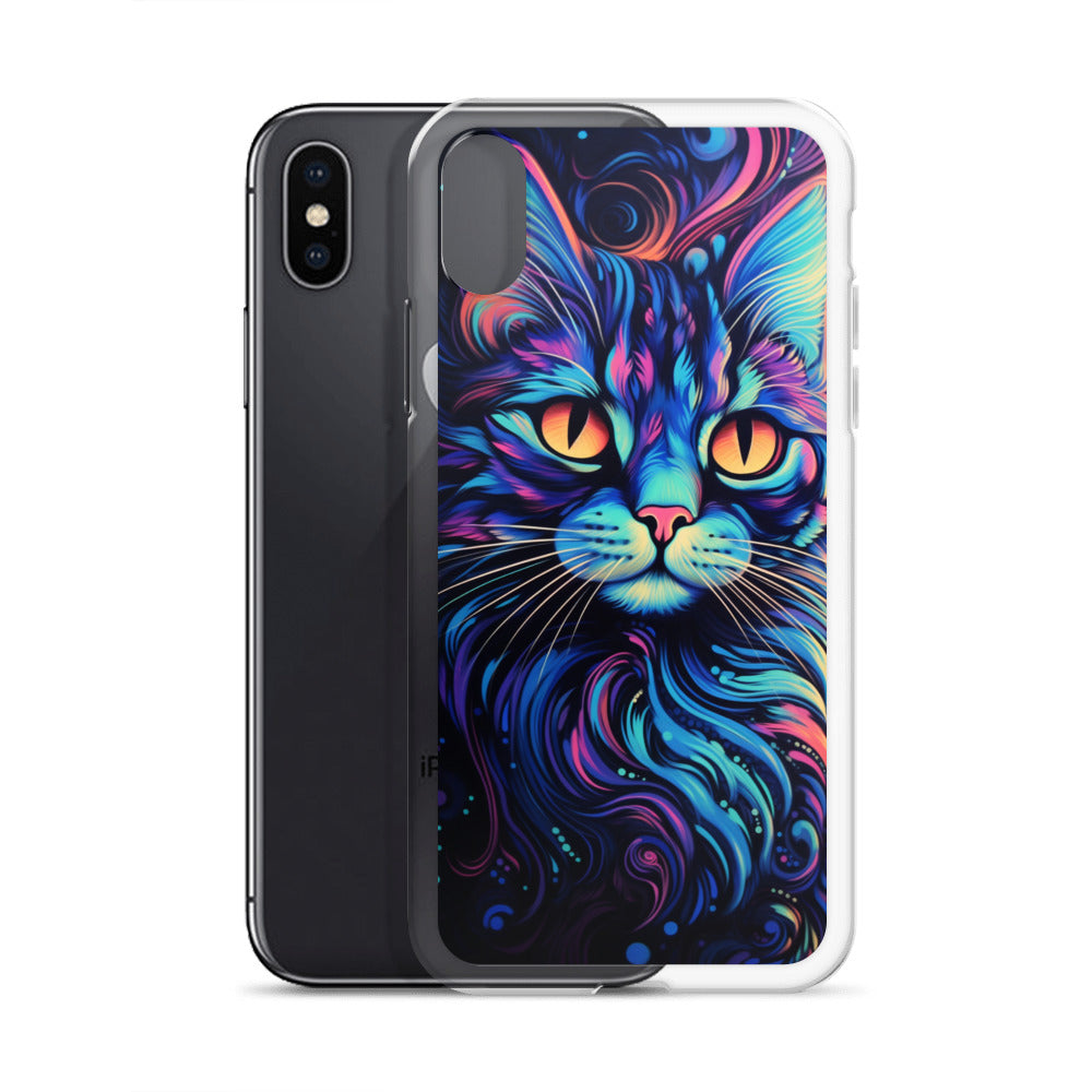 Blacklight Styled Cat iPhone Case