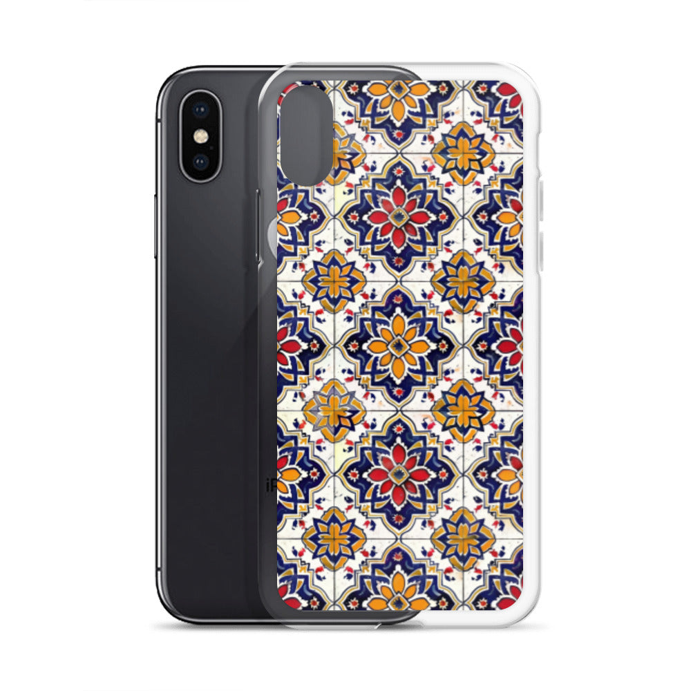 iPhone Case Colorful Andalusian Ceramic Tile Blue Orange Red