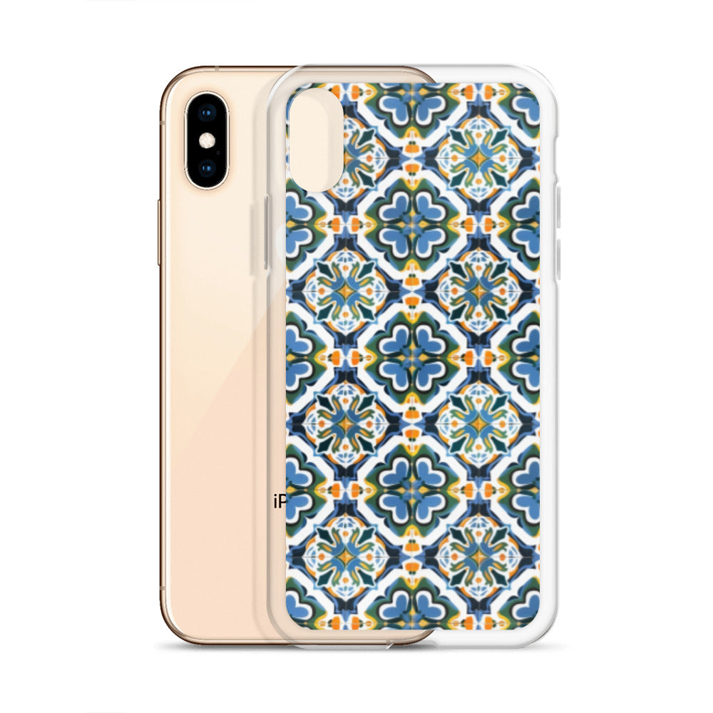 iPhone Case Colorful Andalusian Ceramic Tile Green Blue Orange