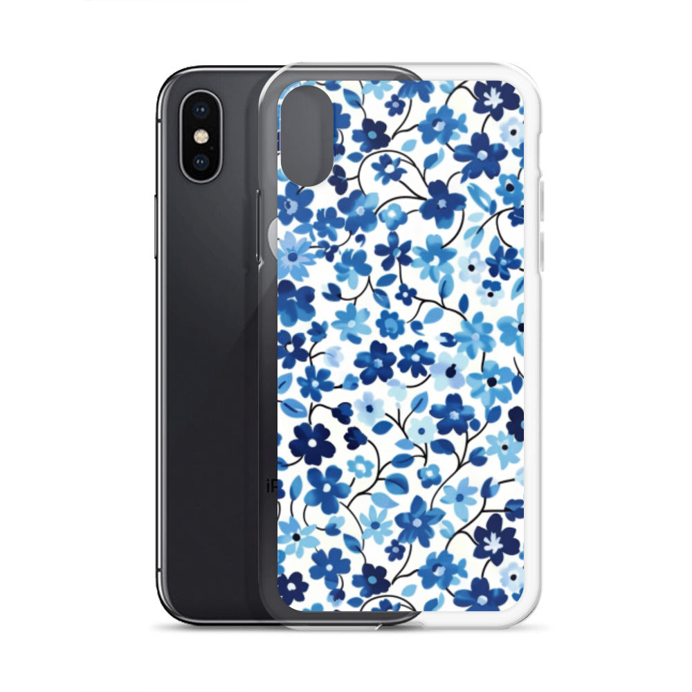 iPhone Case Blue Watercolor Flowers