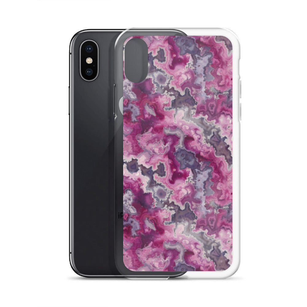 iPhone Case Pink Moss Agate Pattern