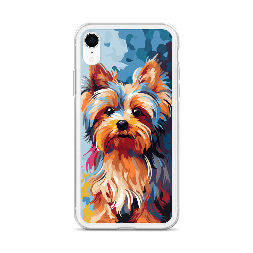 iPhone Case Painted Yorkshire Terrier Blue