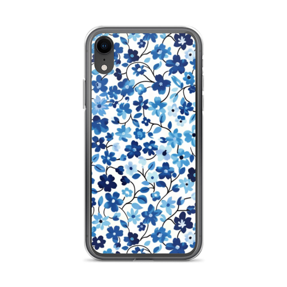 iPhone Case Blue Watercolor Flowers