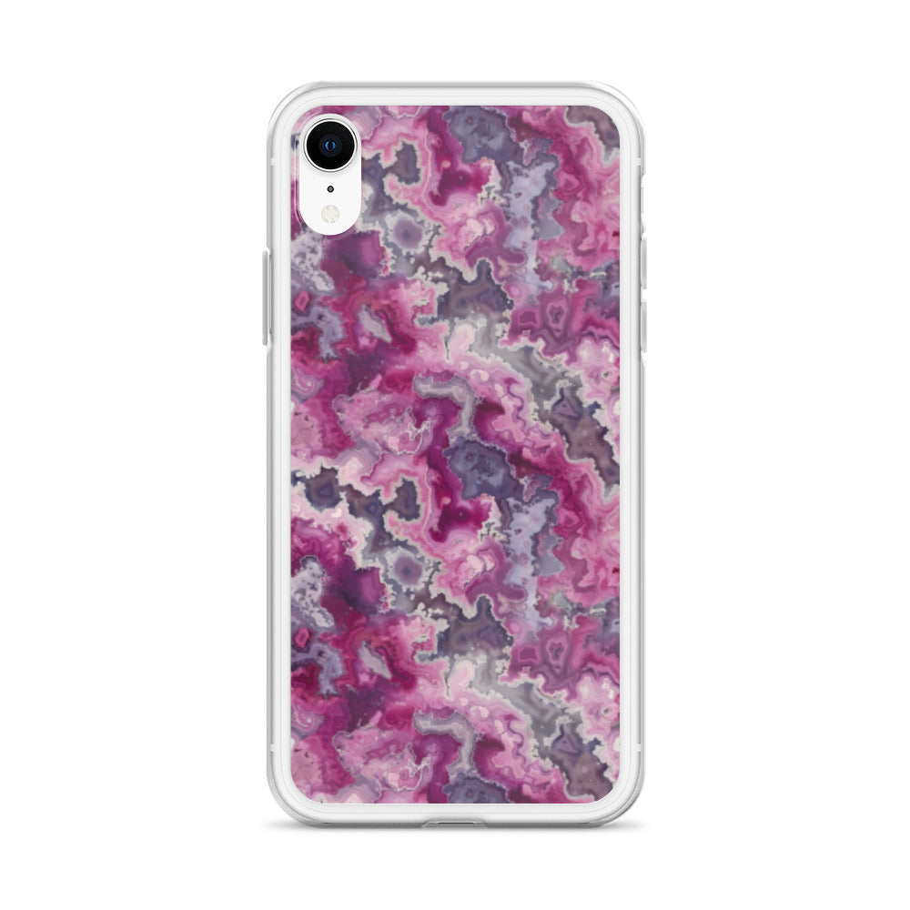 iPhone Case Pink Moss Agate Pattern
