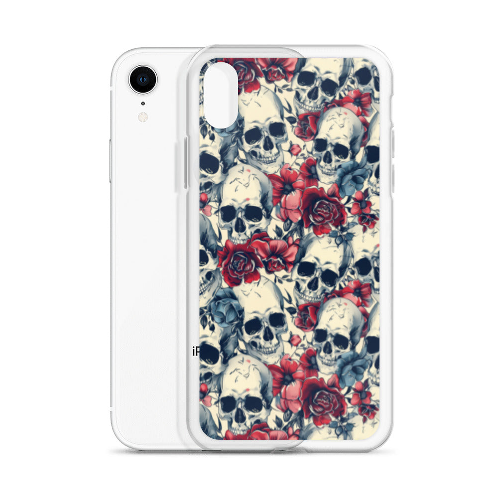 iPhone Case Skulls and Red Roses