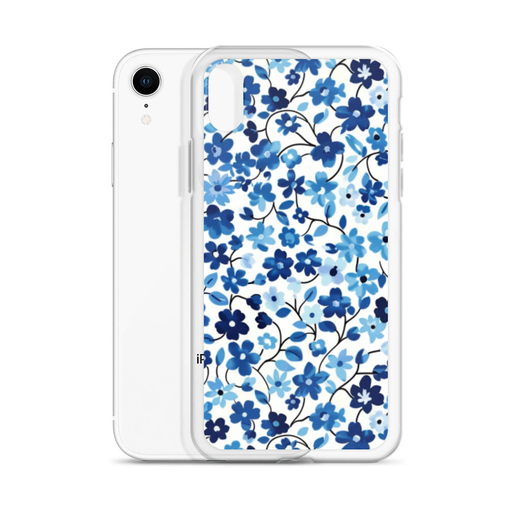 iPhone Case Blue Watercolor Flowers