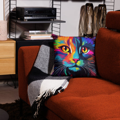 Day Glo Kitty Premium Pillow