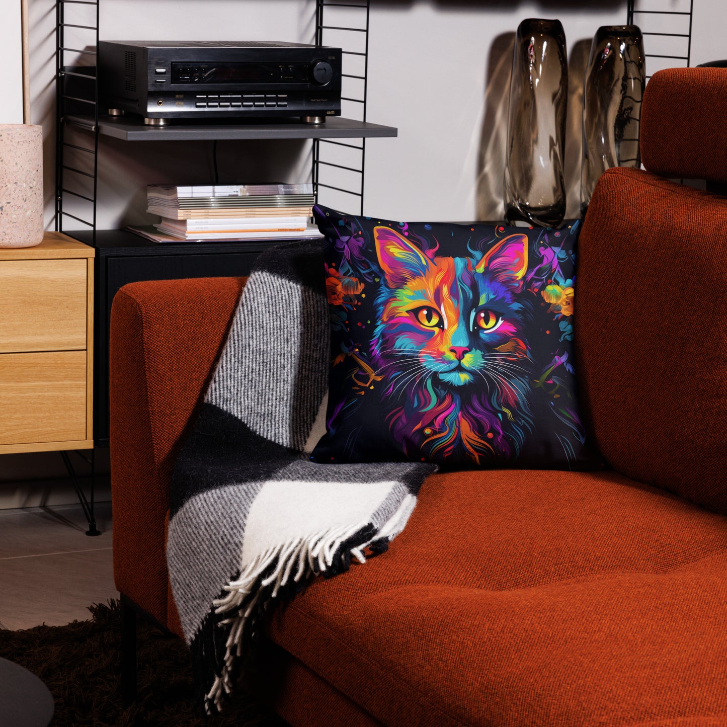 Day Glo Kitty Premium Pillow