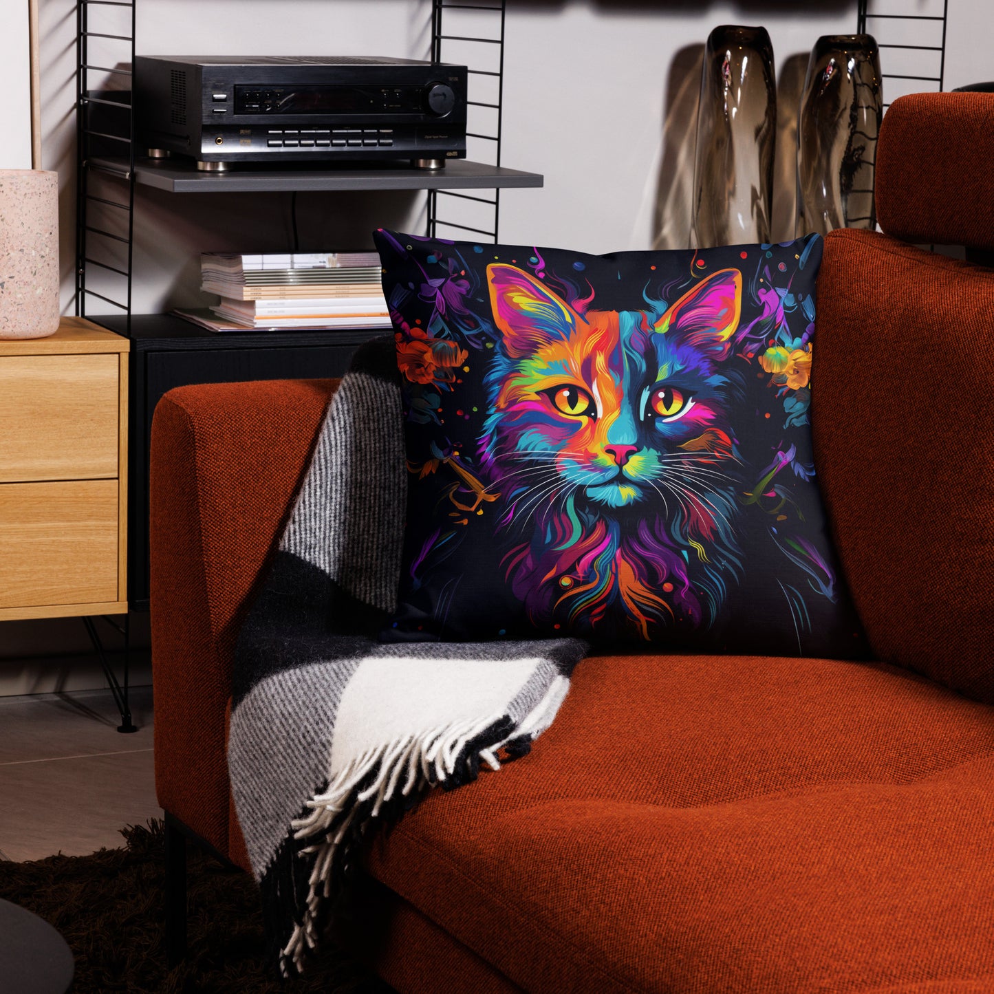 Day Glo Kitty Premium Pillow