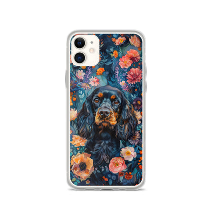 iPhone Case Watercolor Cocker Spaniel with Colorful Flowers