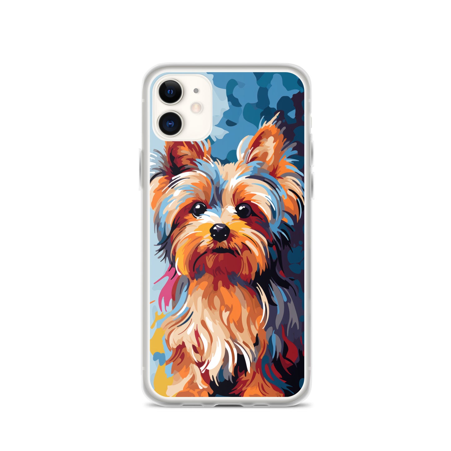 iPhone Case Painted Yorkshire Terrier Blue
