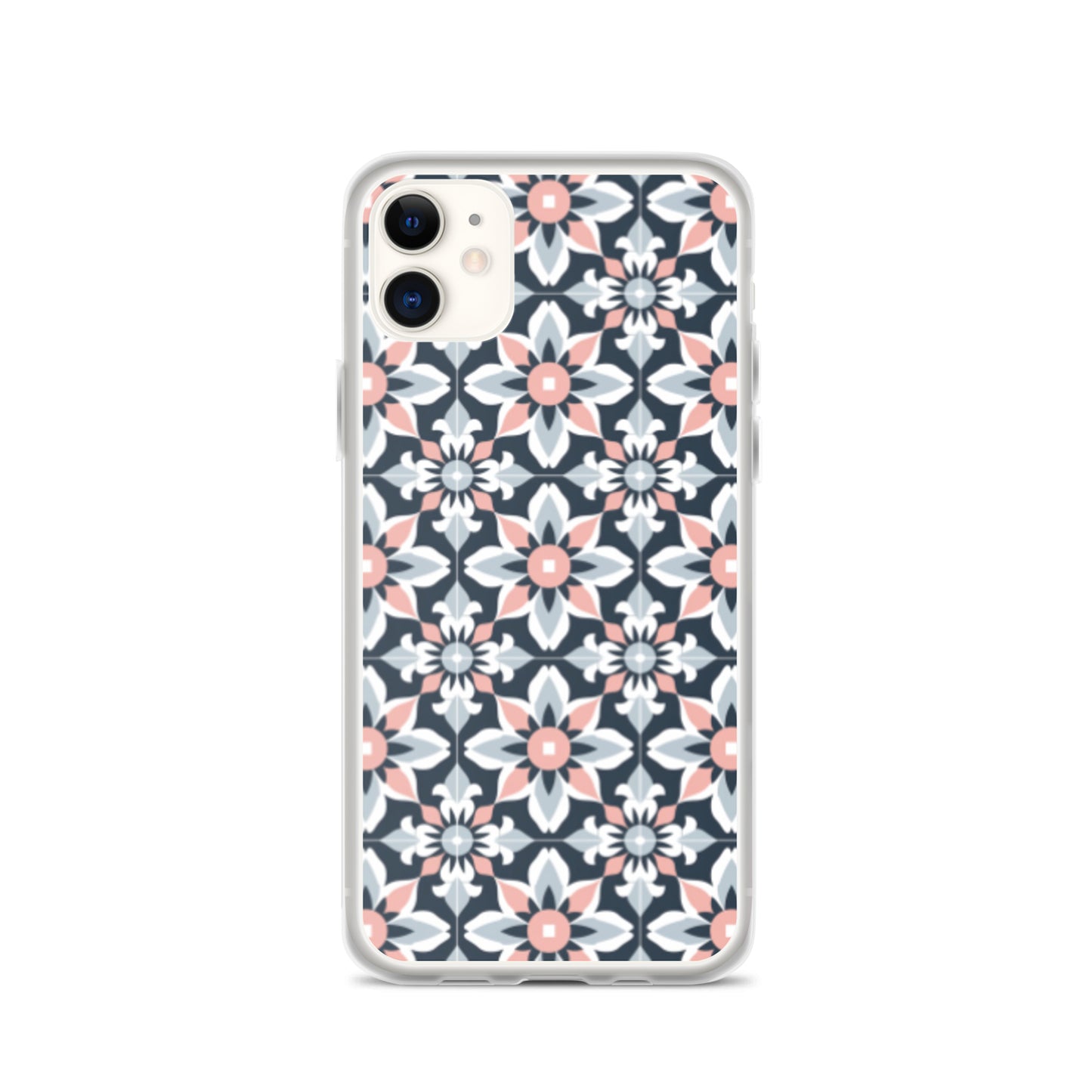 iPhone Case Geometric Flowers Pastel Pink and Blue