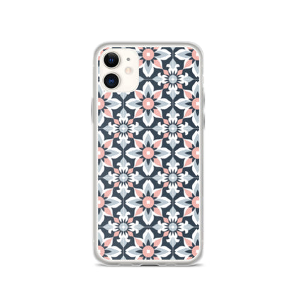 iPhone Case Geometric Flowers Pastel Pink and Blue
