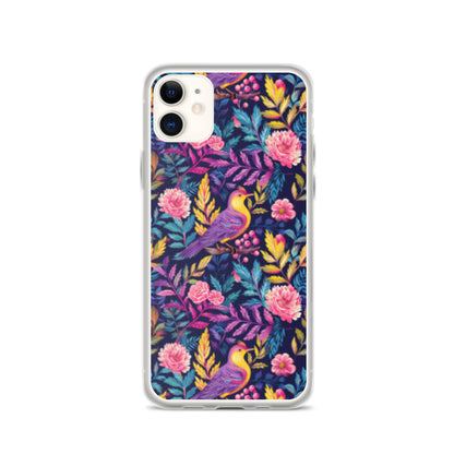 iPhone Case Colorful Flowers Plants and Birds