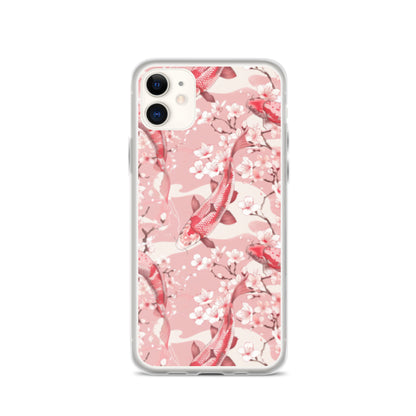 iPhone Case Pink Japanese Koi Fish and Cherry Blossoms