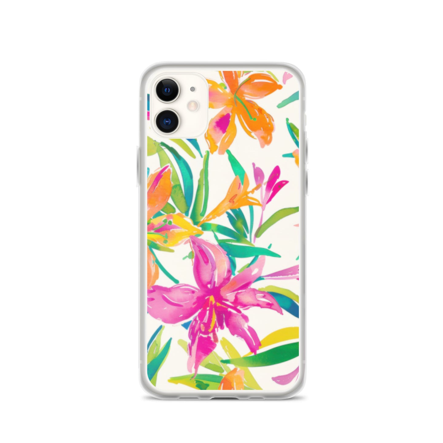 iPhone Case Colorful Floral Watercolor Pink Orange