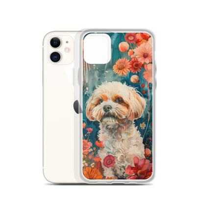 iPhone Case Watercolor Shih Tzu with Colorful Flowers