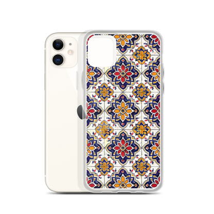iPhone Case Colorful Andalusian Ceramic Tile Blue Orange Red