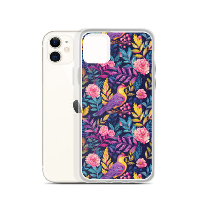 iPhone Case Colorful Flowers Plants and Birds