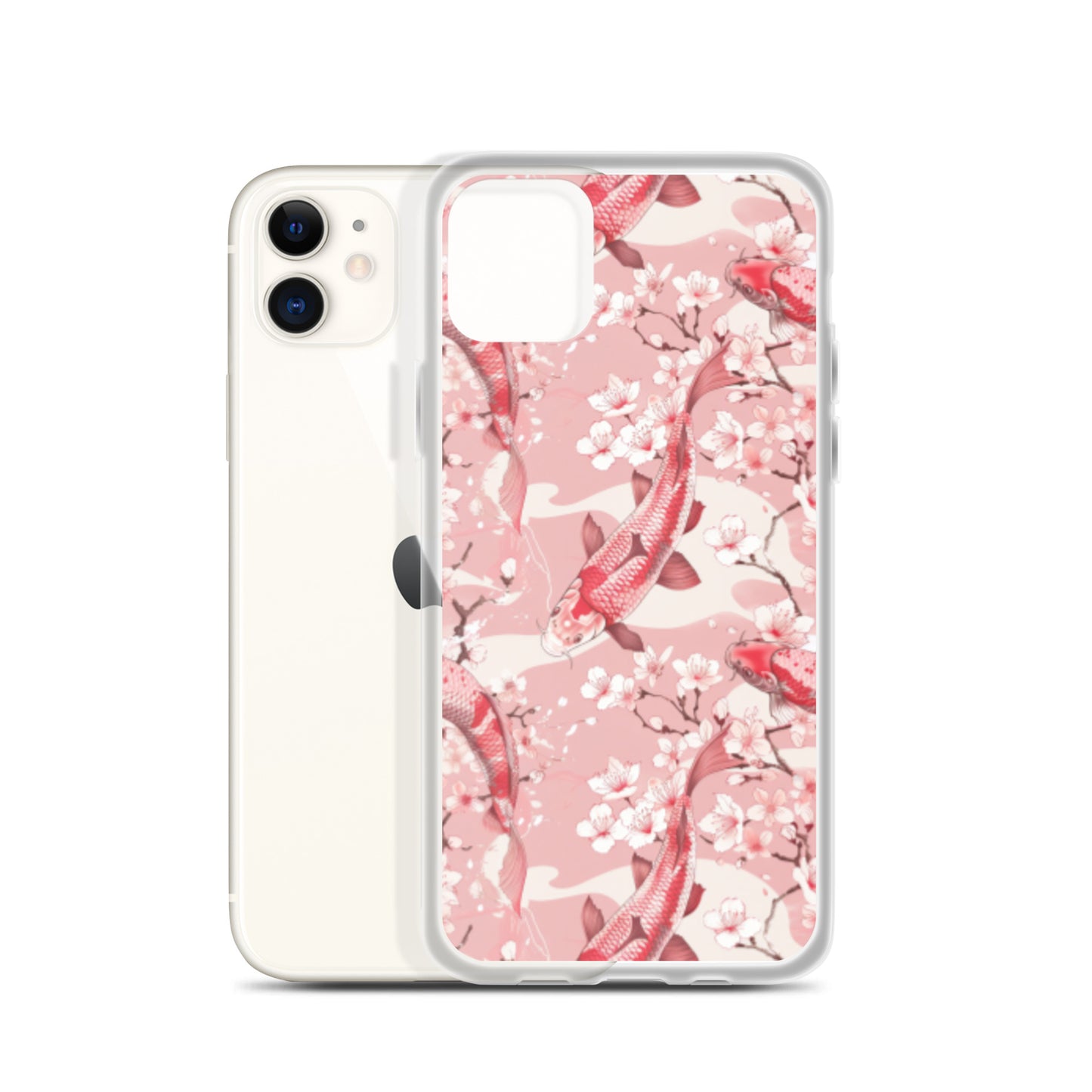 iPhone Case Pink Japanese Koi Fish and Cherry Blossoms