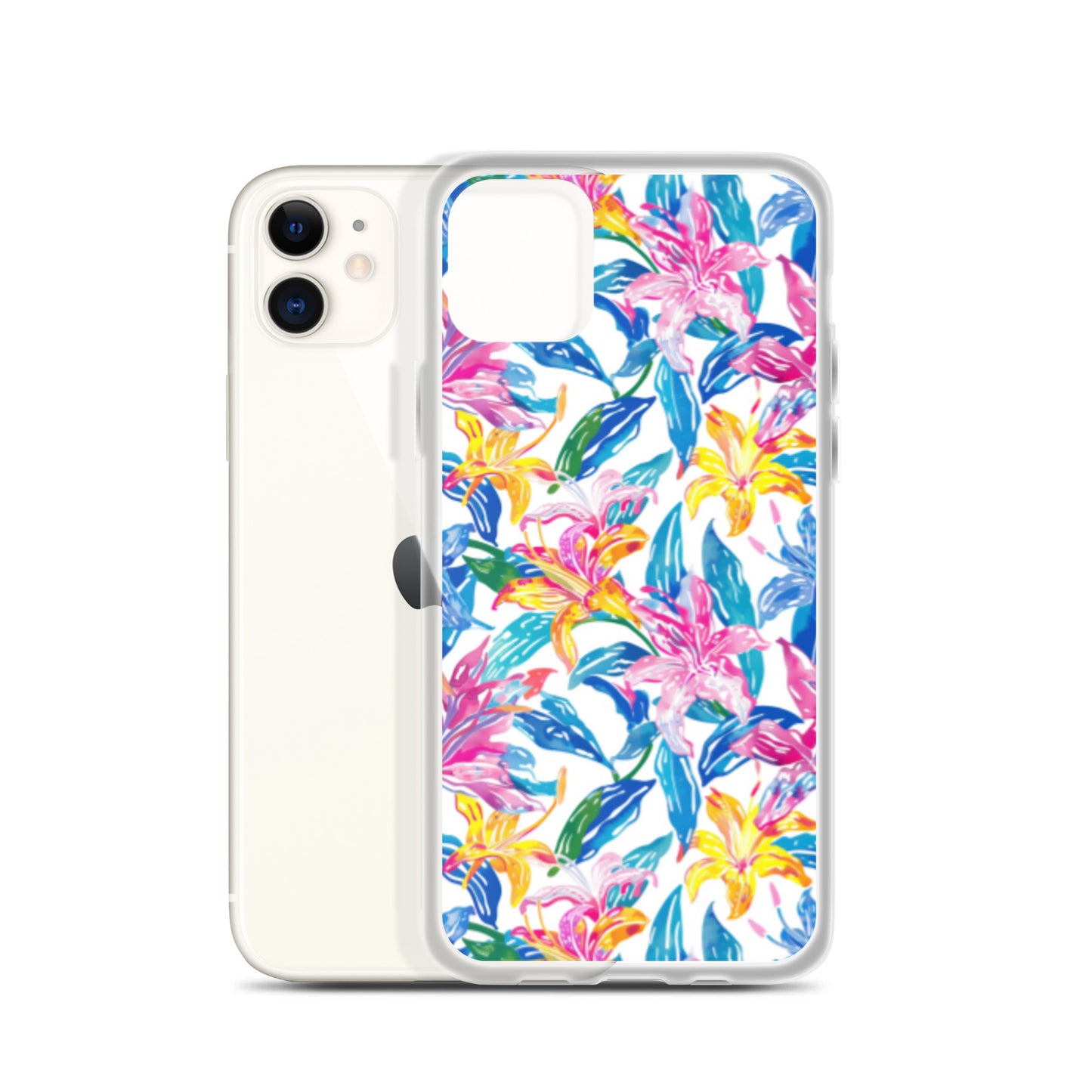 iPhone Case Colorful Floral Watercolor Blue Yellow Pink