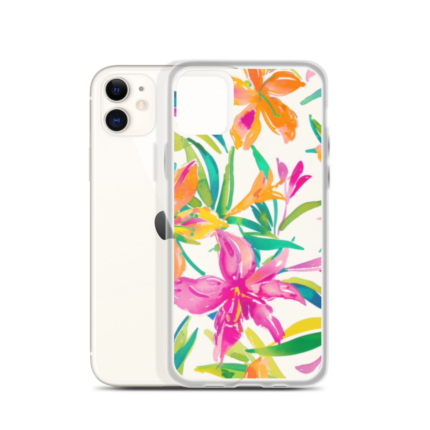 iPhone Case Colorful Floral Watercolor Pink Orange
