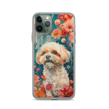 iPhone Case Watercolor Shih Tzu with Colorful Flowers