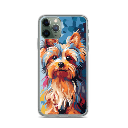 iPhone Case Painted Yorkshire Terrier Blue