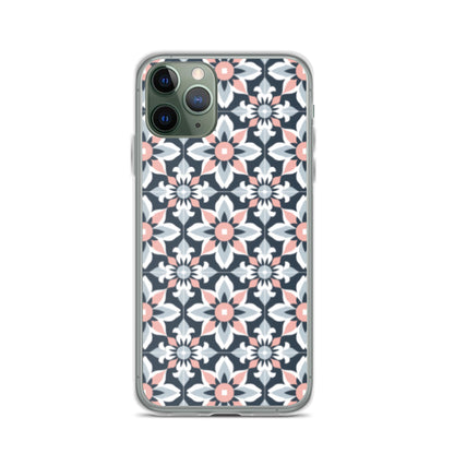 iPhone Case Geometric Flowers Pastel Pink and Blue