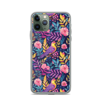 iPhone Case Colorful Flowers Plants and Birds