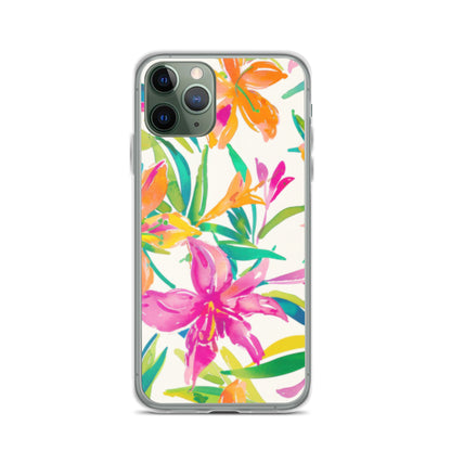 iPhone Case Colorful Floral Watercolor Pink Orange
