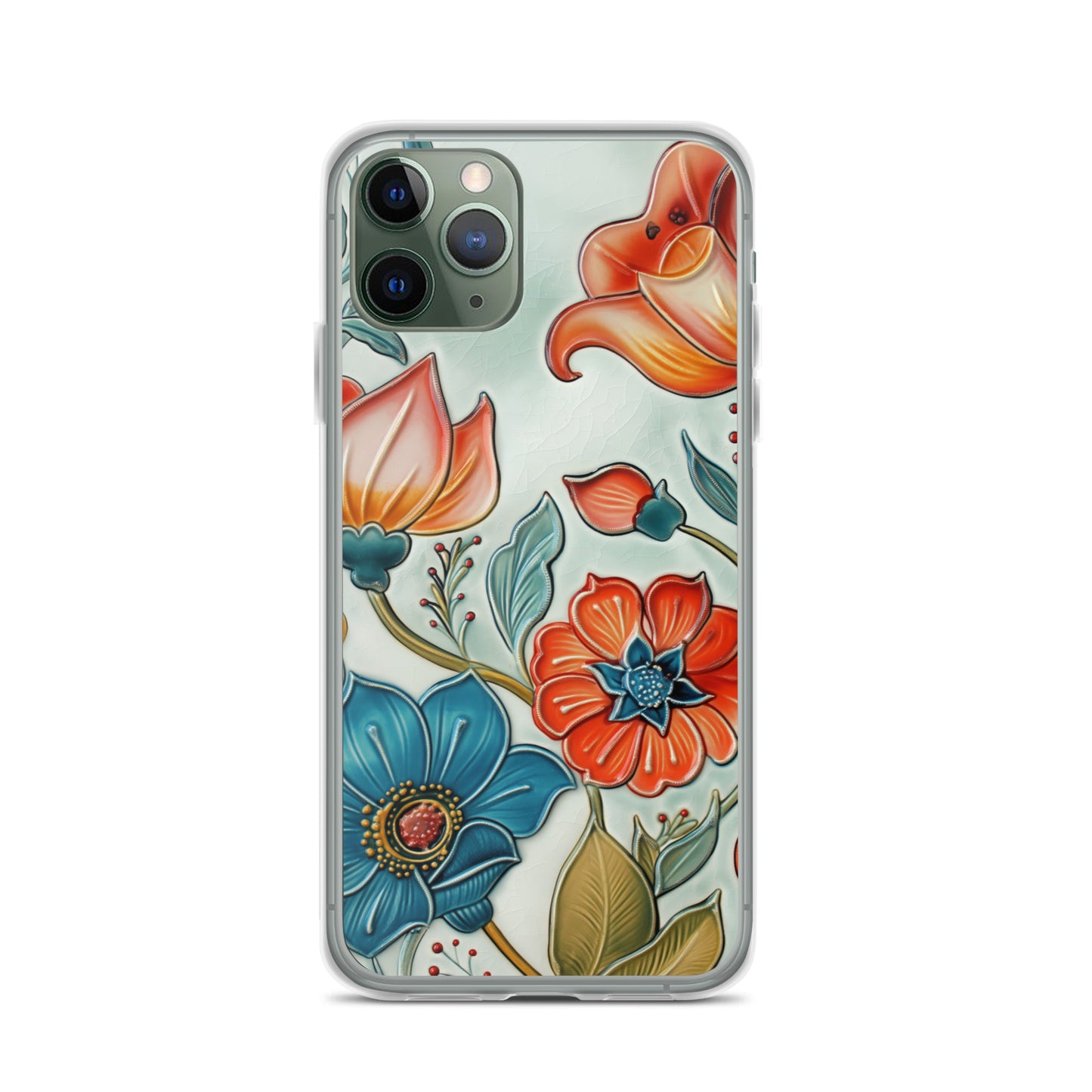 iPhone Case Painted Ceramic Tile Flowers