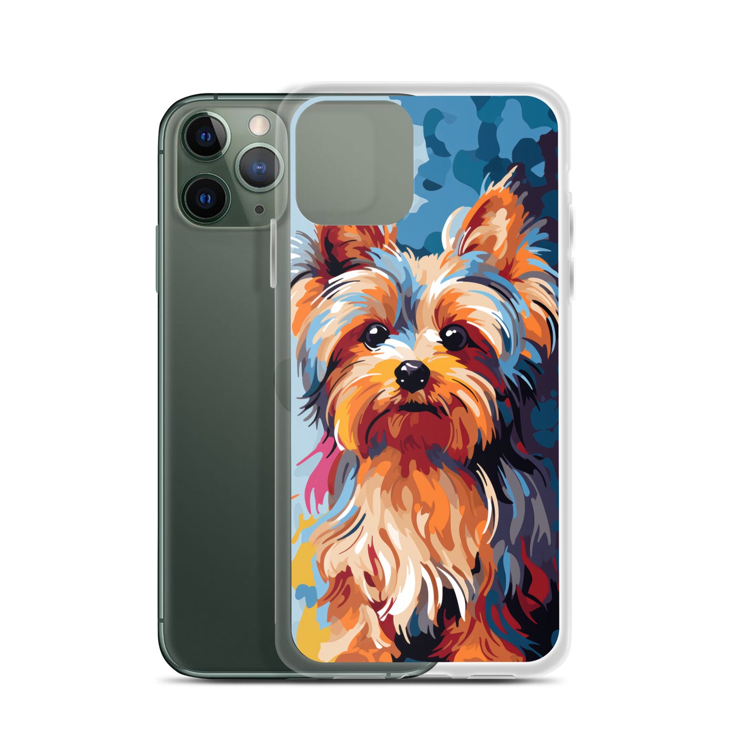iPhone Case Painted Yorkshire Terrier Blue