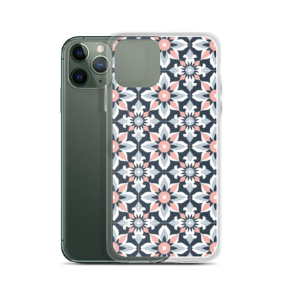 iPhone Case Geometric Flowers Pastel Pink and Blue