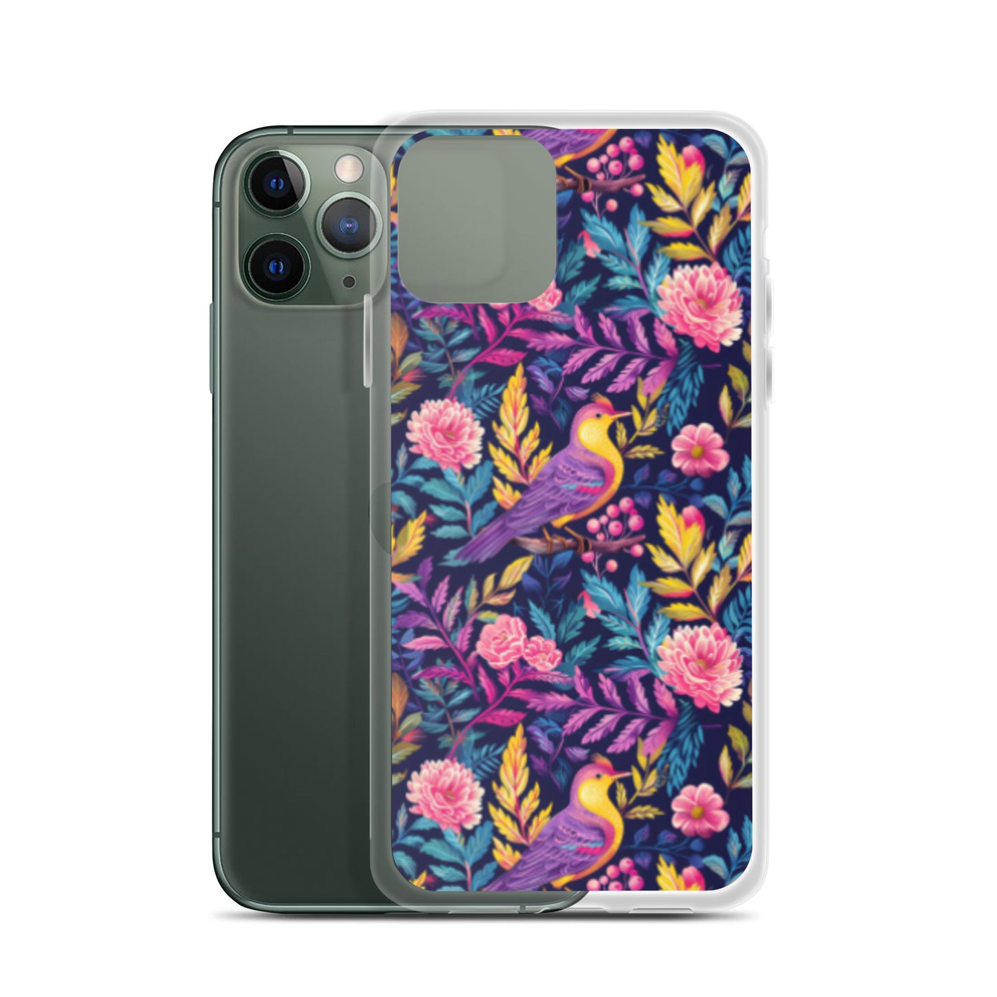 iPhone Case Colorful Flowers Plants and Birds