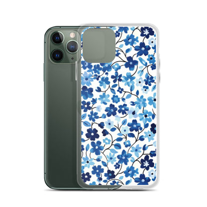 iPhone Case Blue Watercolor Flowers