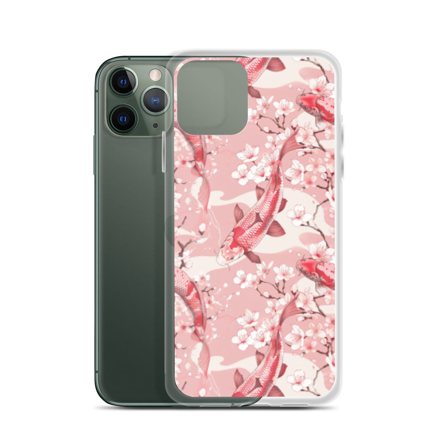 iPhone Case Pink Japanese Koi Fish and Cherry Blossoms