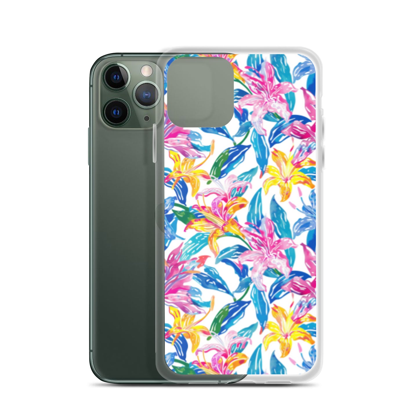 iPhone Case Colorful Floral Watercolor Blue Yellow Pink