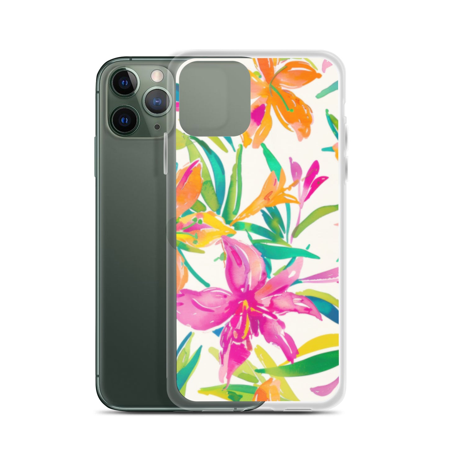 iPhone Case Colorful Floral Watercolor Pink Orange