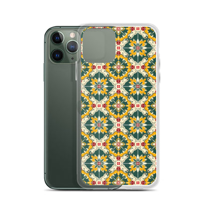 iPhone Case Green Colorful Traditional Maltese Cement Tile Pattern