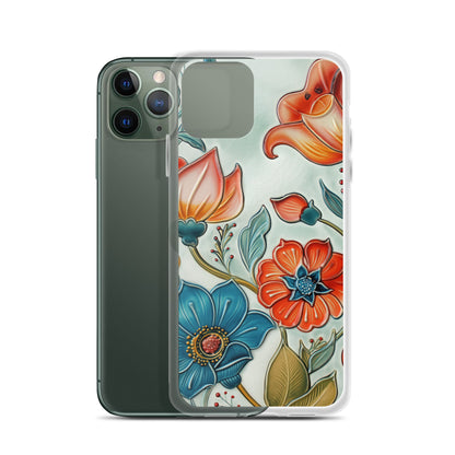 iPhone Case Painted Ceramic Tile Flowers