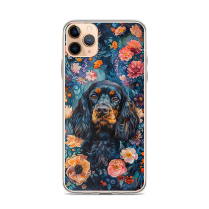 iPhone Case Watercolor Cocker Spaniel with Colorful Flowers