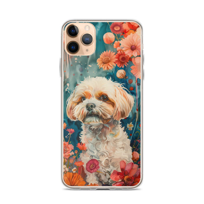 iPhone Case Watercolor Shih Tzu with Colorful Flowers