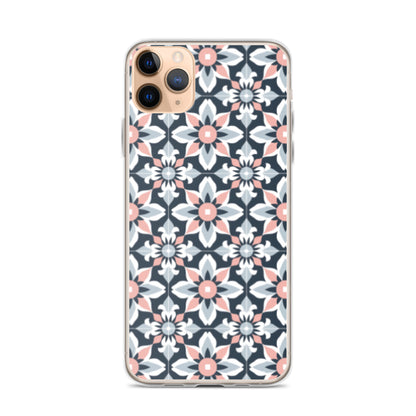 iPhone Case Geometric Flowers Pastel Pink and Blue
