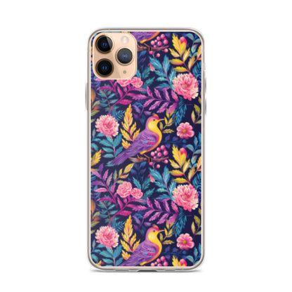 iPhone Case Colorful Flowers Plants and Birds