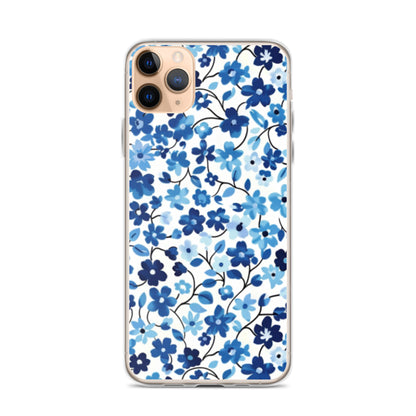 iPhone Case Blue Watercolor Flowers
