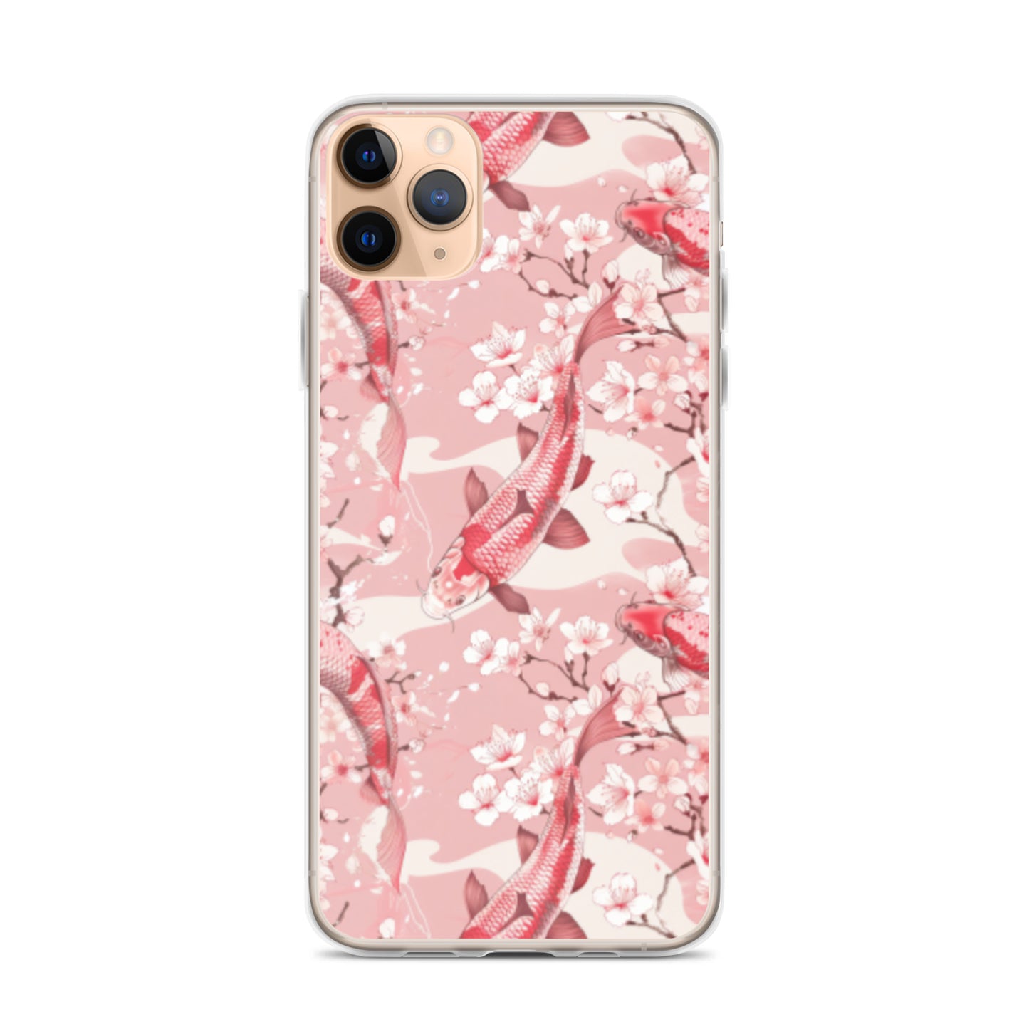 iPhone Case Pink Japanese Koi Fish and Cherry Blossoms
