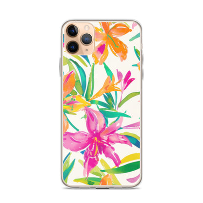 iPhone Case Colorful Floral Watercolor Pink Orange